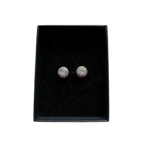Diamond Cluster Halo Stud Earrings in 10K White Gold